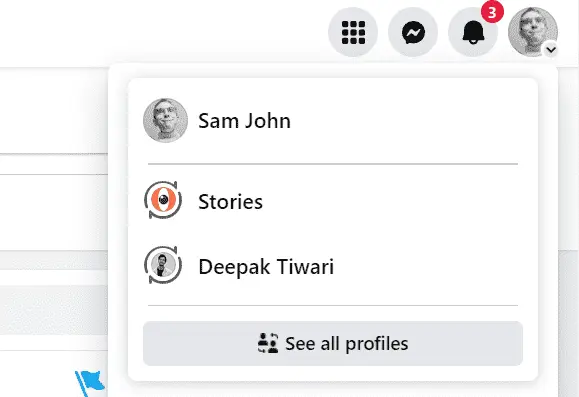 step 1 :- Click on your profile photo on the upper-right corner Click on it and Select "Pages
